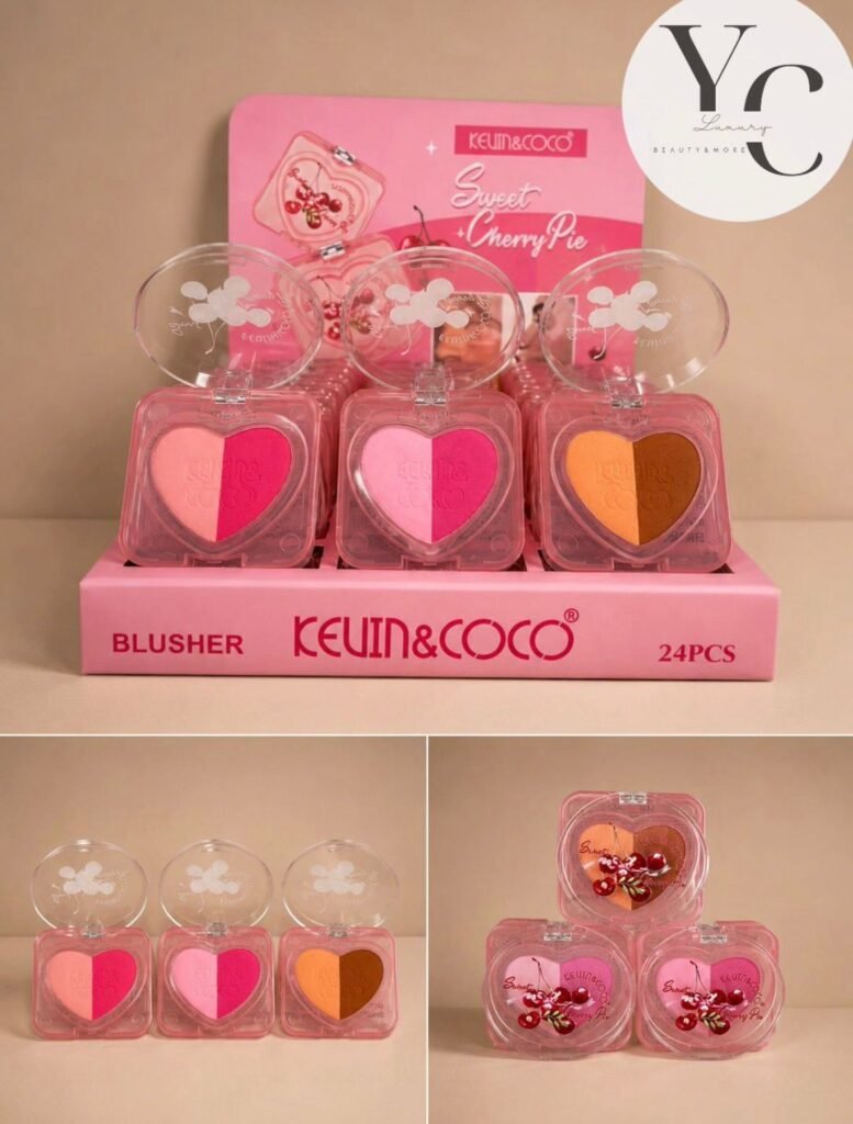 Kevin & Coco Sweet Cherry Pie Heart Dual Blush | 24 PCS Display (3 Shades)